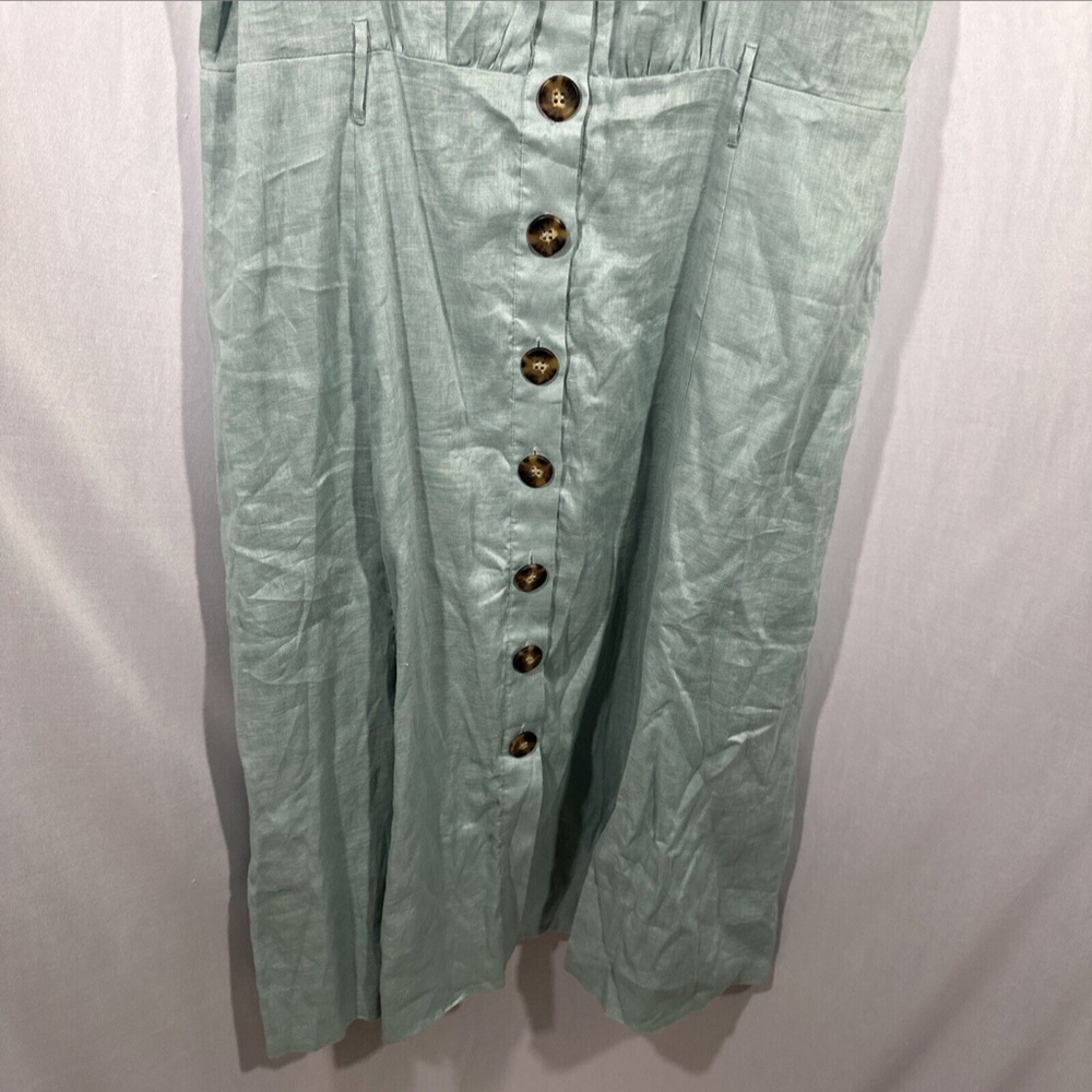 NWD $320 Reiss [ 14 US ] Catalina Linen Button Front Midi Dress in Sage‎ - Picture 10 of 16